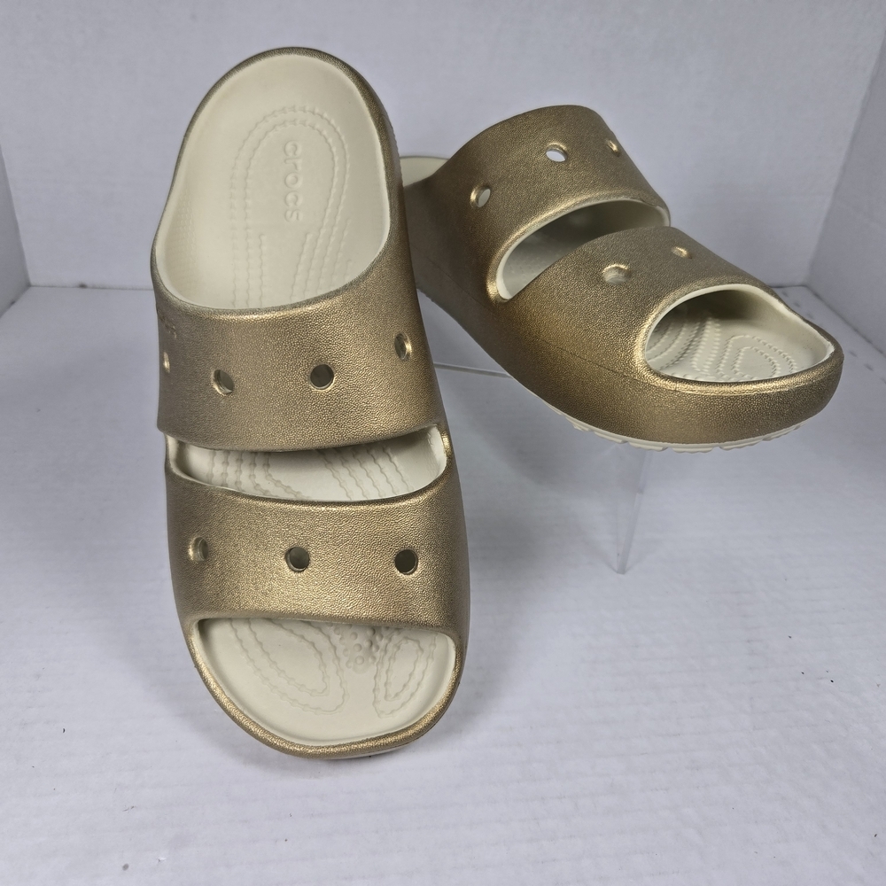 CROCS Classic Metallic Gold Sandals Comfortable Slip-On Footwear Size W6 M4